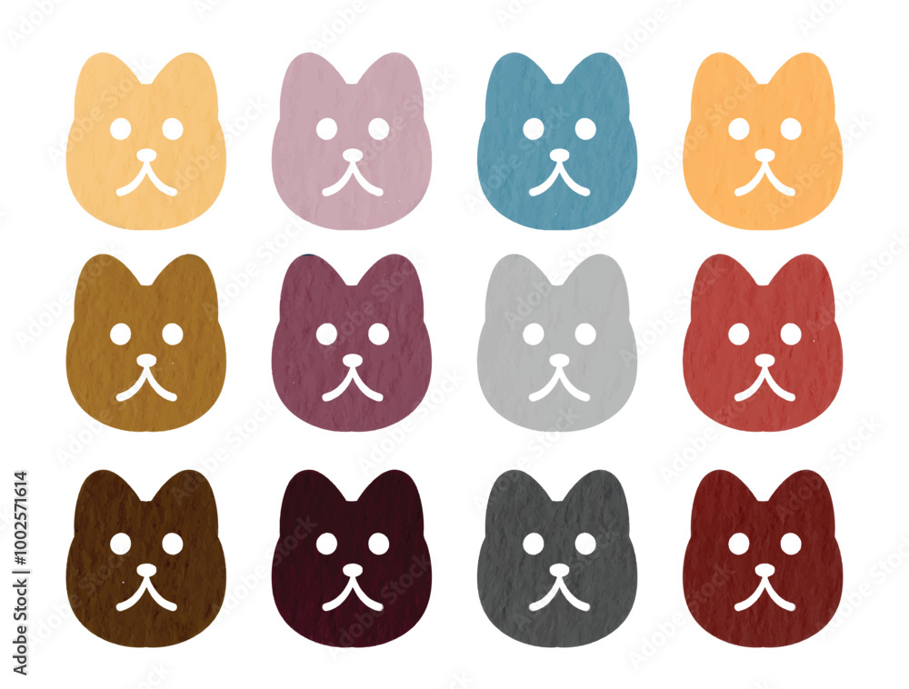 Fototapeta premium Cute dog with different color and size watercolor set