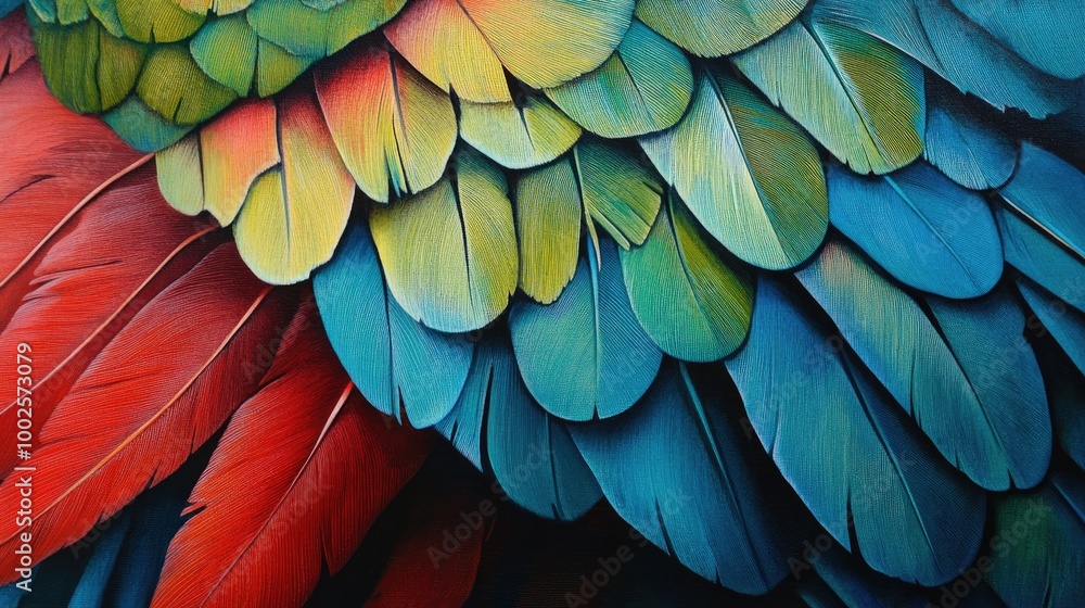 Obraz premium Vibrant Close-Up of Colorful Parrot Feathers