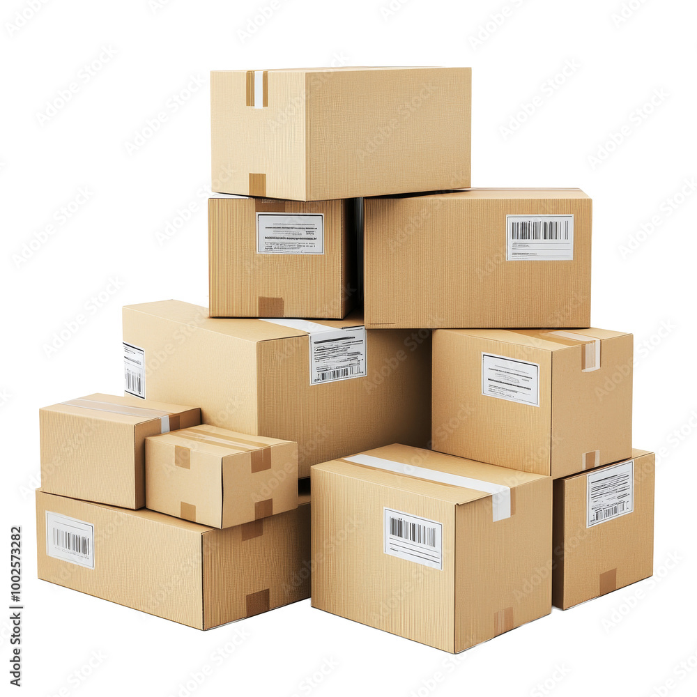 Stacked cardboard boxes ready for shipping process Stacked cardboard boxes ready for shipping process