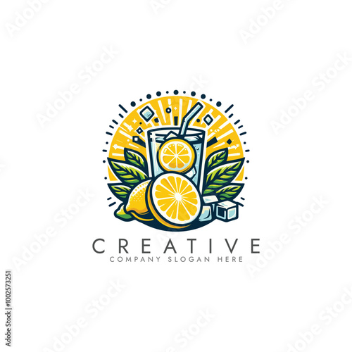 Lemon juice logo design vector