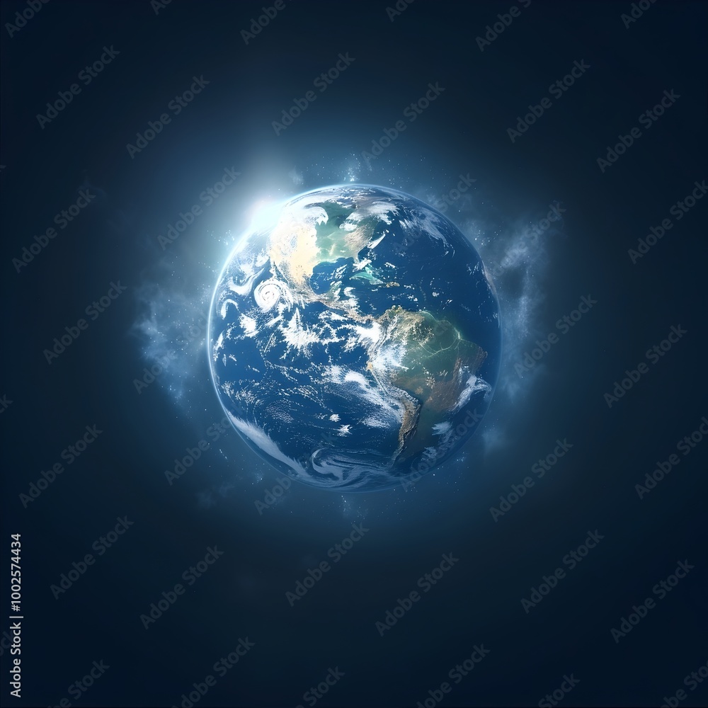 Fototapeta premium Glowing Planet Earth Surrounded by Ethereal Light Representing Peace and Unity
