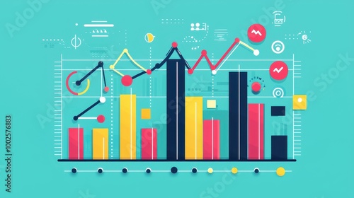 Infographic of a business growth chart with ascending trends, bar graphs, and professional colors.