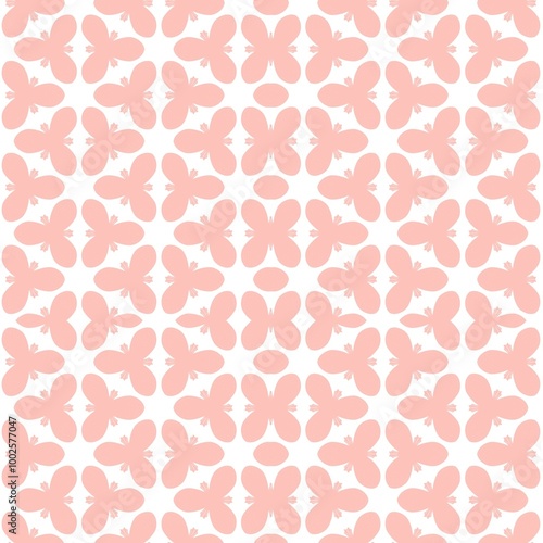 Triangle Flower Repeat Motif Illustration. Background Flowery Bloom Shape. Soft Pink Geometric Pattern.