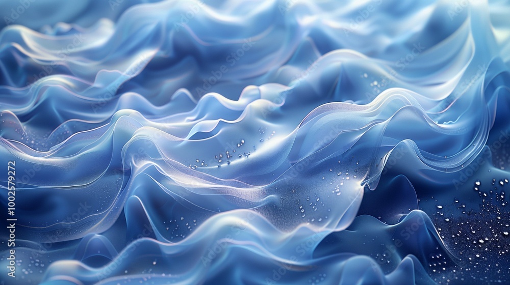 Obraz premium Messy chiffon fabric surface with splashes background image. Abstract pattern 3d illustration wallpaper picture backdrop. Tranquility concept for business presentation corporate