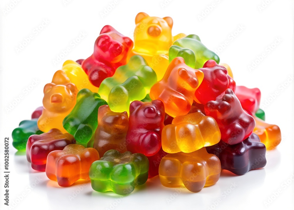 Colorful jelly gummy bears, isolated on white background Colorful jelly gummy bears, isolated on white background