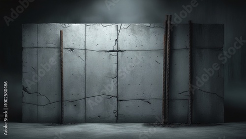 Grungy, textured brick wall with a small hole, aged and weathered with a vintage, rough surface