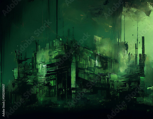 Abstrat Green Background With Industrial Vibe and Copy Space