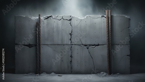 Grungy, textured brick wall with a small hole, aged and weathered with a vintage, rough surface