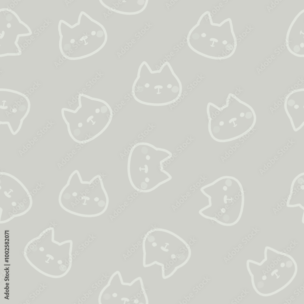 Cute Grey Cat Motif Pattern Cute Grey Cat Motif Pattern