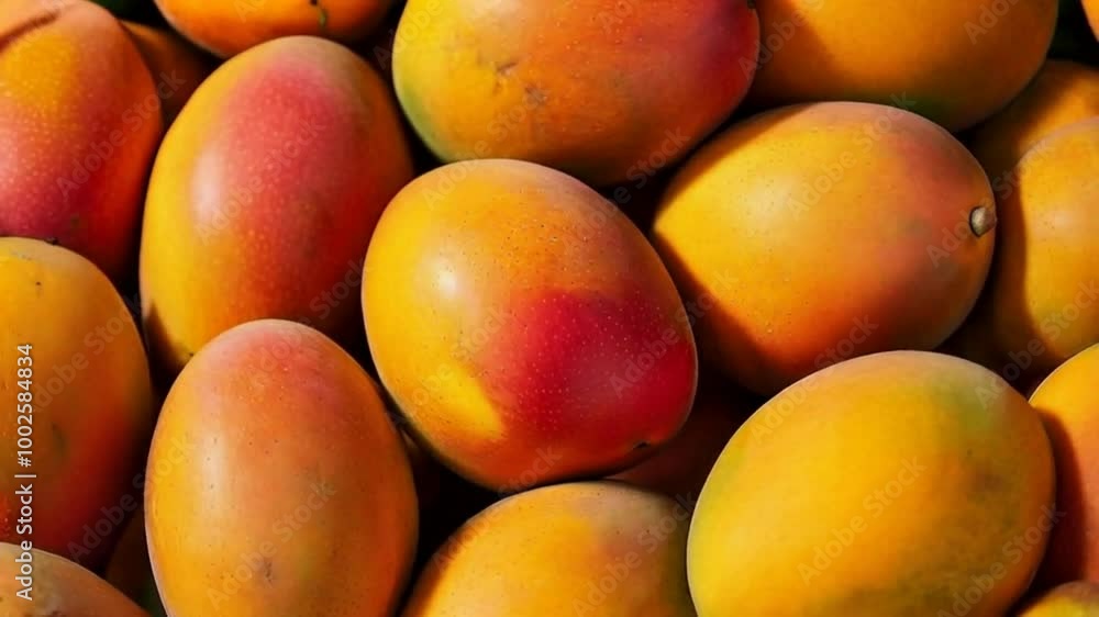 Close-up large, vibrant orange mangoes for texture and background. Close-up large, vibrant orange mangoes for texture and background.
