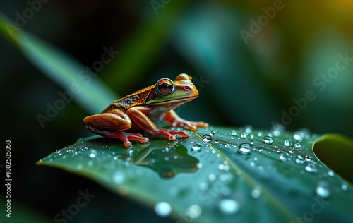 Exploring Biodiversity: The Vibrant World of Tropical Rainforest Wildlife—A Close-Up Look at Red-Eyed Tree Frogs and Amphibians in Costa Rica's Lush Greenery, Highlighting Nature's Beauty and the Impo photo