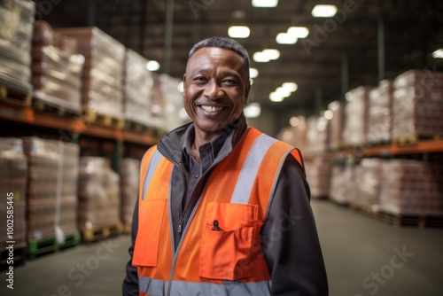 Portrait of a smiling middle aged male warehouse worker