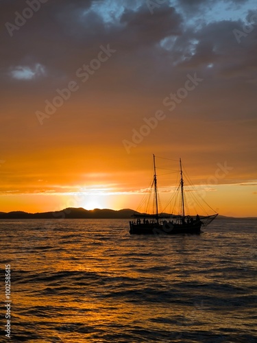 boat at sunset