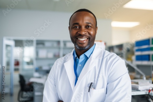 Portrait of a middle aged African American male doctor in hospital office