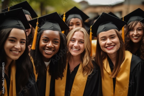 Smiling portrait of a diverse group of young graduates