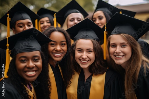 Smiling portrait of a diverse group of young graduates