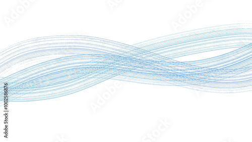 abstract blue wavy lines design element on transparent background