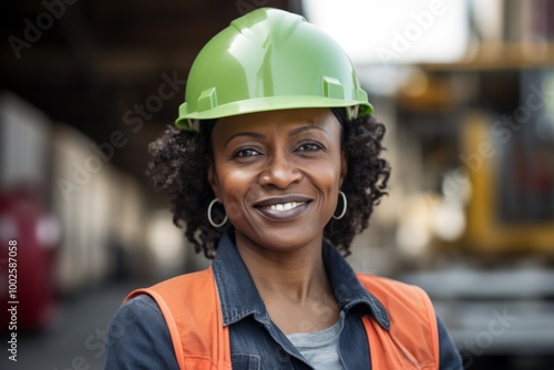 Smiling portrait of a middle aged female architect on construction site