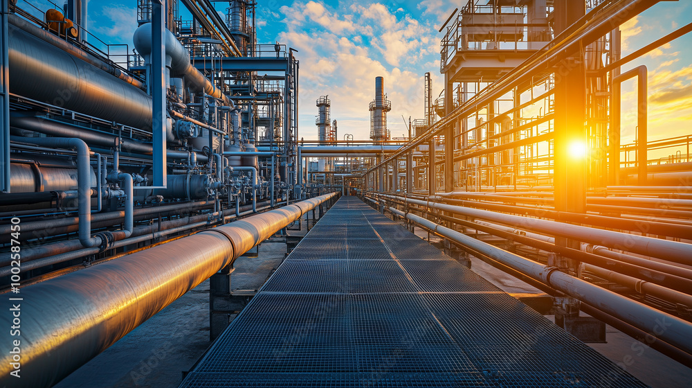 Advanced Industrial Pipelines and Petrochemical Processing Facility – Gas and Oil Refinery Steel Pipe Network Advanced Industrial Pipelines and Petrochemical Processing Facility – Gas and Oil Refinery Steel Pipe Network