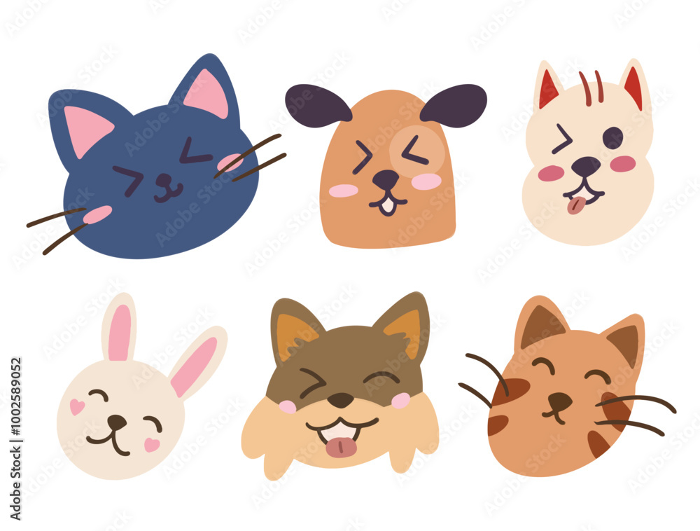 Fototapeta premium Cute illustration of playful pets including a dog and cat Vector Elements