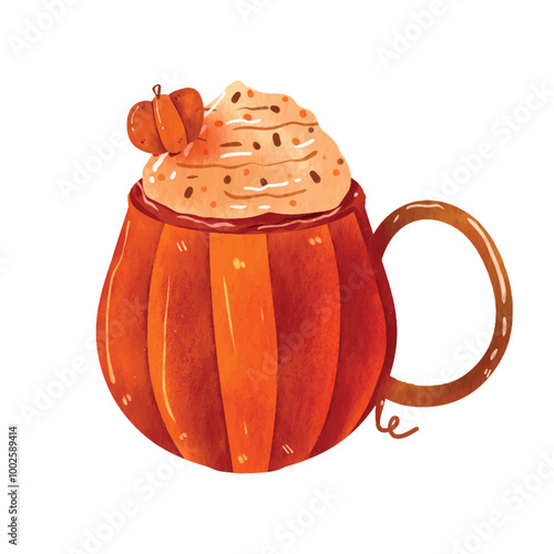 Pumpkin Spice Latte Autumn Coffee Drink  Vector Elements