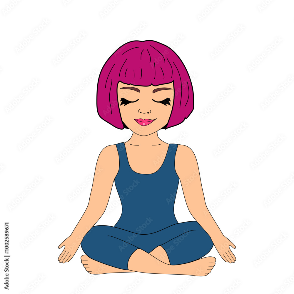 Girl doing yoga training sitting in lotus position
Girl doing yoga training sitting in lotus position