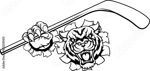 Canvas Print Tiger Ice Hockey Player Animal Sports Mascot