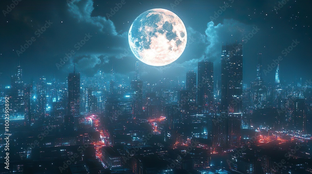 Obraz premium Stunning 4K Desktop Wallpaper Showcasing Vibrant Glowing Cityscape Scene Background
