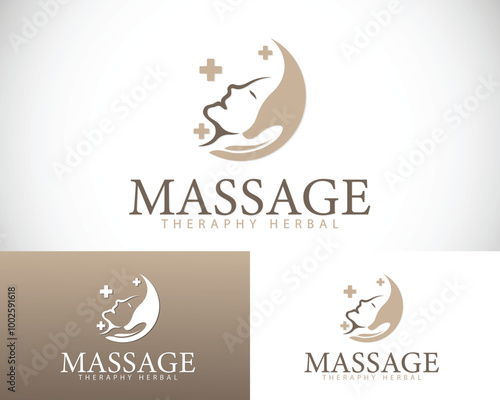 Spa massage logo creative design concept care nature leave health herbal spine