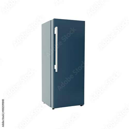 Modern Blue Refrigerator with Silver Handle