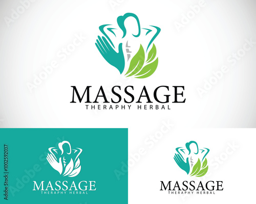 massage logo creative design concept nature health spa beauty spine care