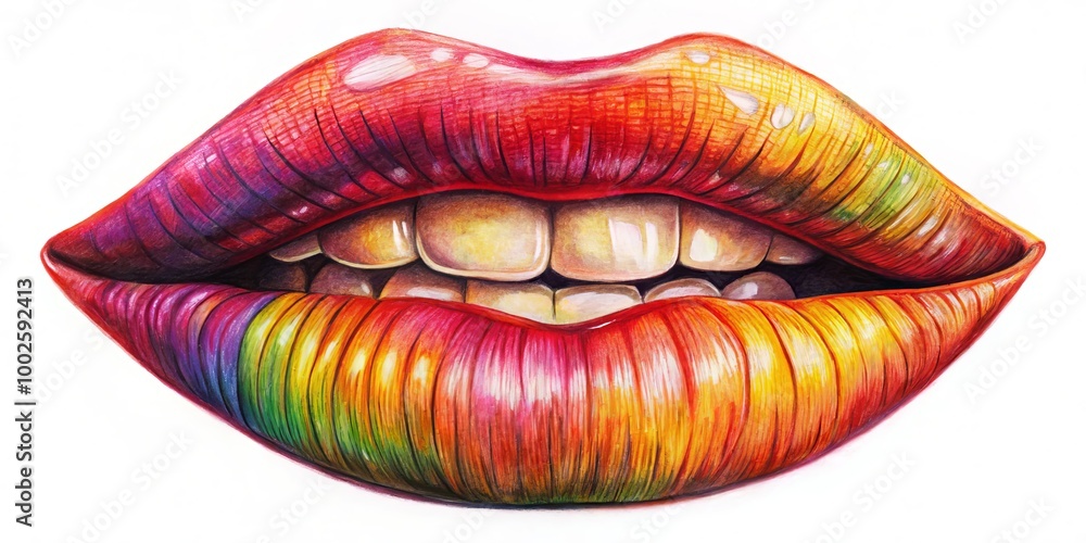 Intricate hand-drawn illustration of a mouth showcasing finely detailed lips and tooth structure, perfect for art Intricate hand-drawn illustration of a mouth showcasing finely detailed lips and tooth structure, perfect for art