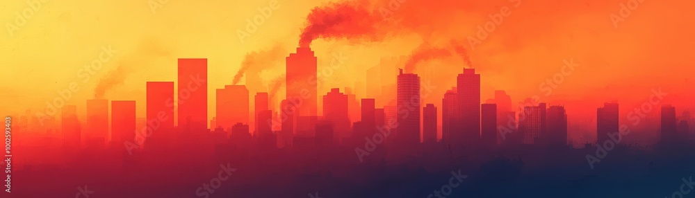 A city skyline engulfed in smog A city skyline engulfed in smog