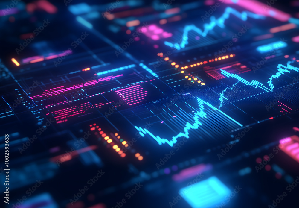 Fototapeta premium Futuristic Data Visualization with Neon Lines 