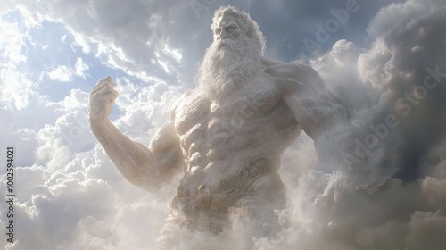 Majestic Titan Cronus: Symbol of Strength and Dominance Amidst Swirling Clouds photo