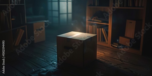 Mysterious Box in a Dark Room photo