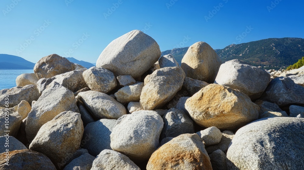 Big boulders and stones that are frequently utilized as breakwaters Big boulders and stones that are frequently utilized as breakwaters