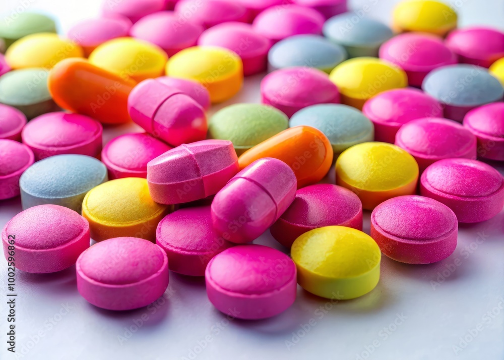 Losartan 100 mg tablets on a clean, white backdrop, perfect for health and wellness imagery, emphasizing their role Losartan 100 mg tablets on a clean, white backdrop, perfect for health and wellness imagery, emphasizing their role