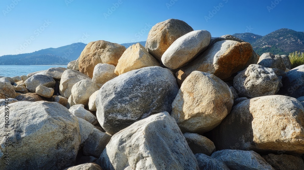 Big boulders and stones that are frequently utilized as breakwaters Big boulders and stones that are frequently utilized as breakwaters