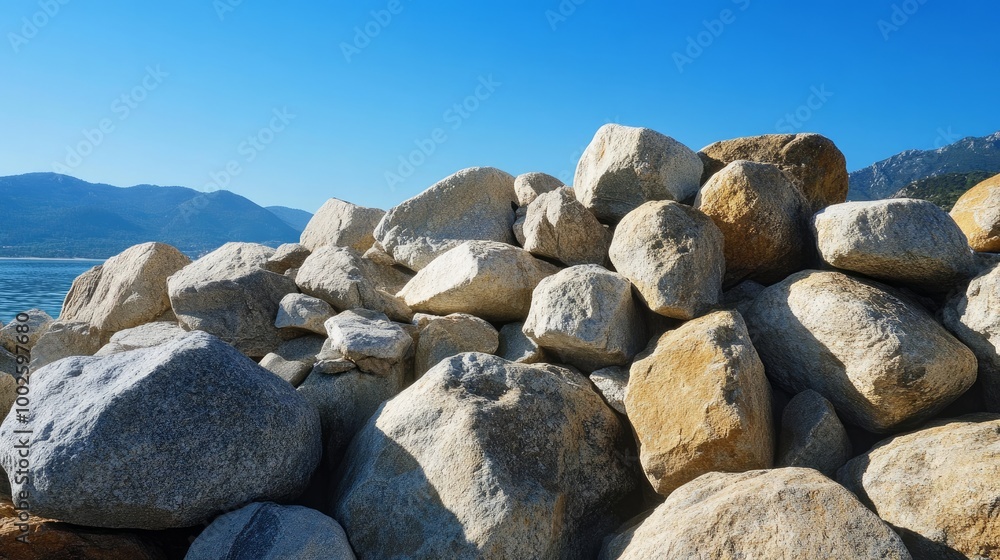 Big boulders and stones that are frequently utilized as breakwaters Big boulders and stones that are frequently utilized as breakwaters