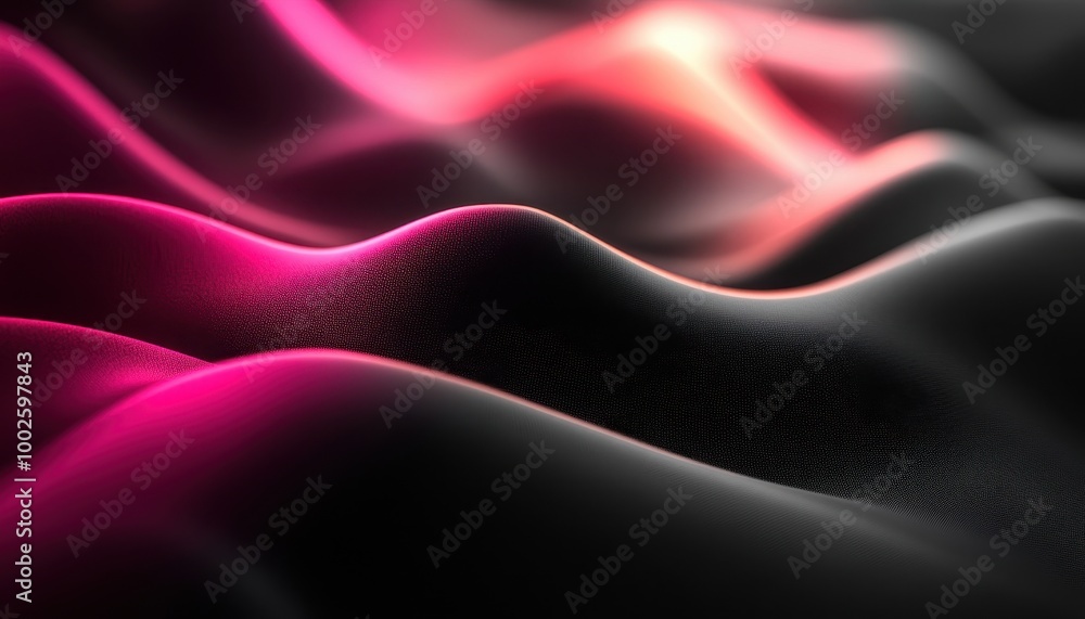 Obraz premium Abstract Pink and Black Wavy Surface with Subtle Texture