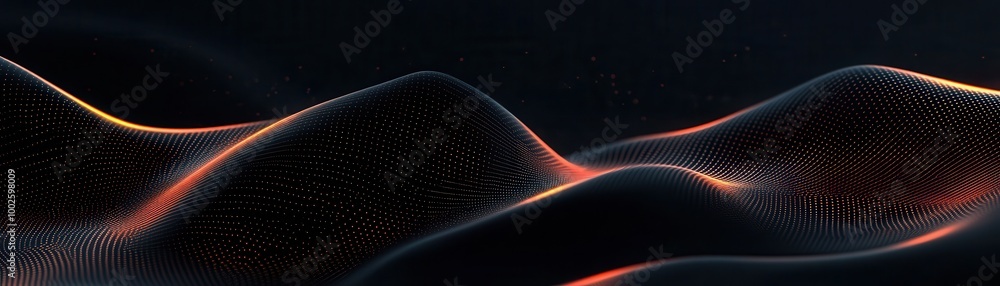 Abstract Orange Glow on a Black, Wavy Surface Abstract Orange Glow on a Black, Wavy Surface