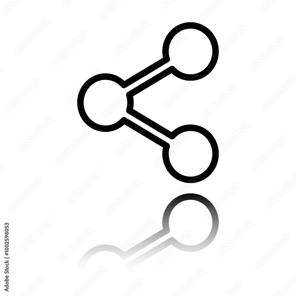 Share simple icon vector. Flat design. Black icon with mirror reflection. White background Share simple icon vector. Flat design. Black icon with mirror reflection. White background