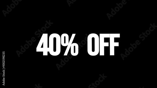 40% OFF SHOP NOW text animation, discount concept. Seamless looping video