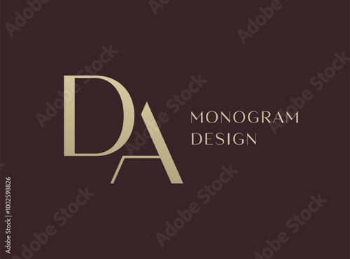 DA letter logo icon design. Classic style luxury initials monogram.