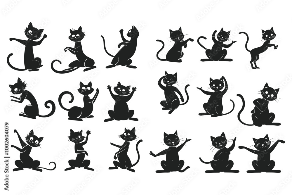 Cute Cartoon Silhouettes of Cats and Dogs Cute Cartoon Silhouettes of Cats and Dogs