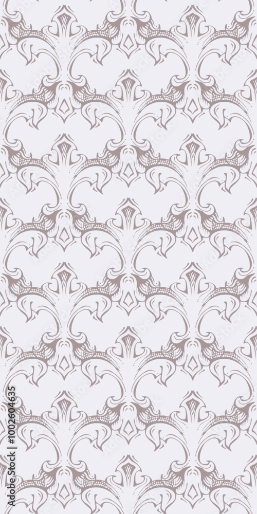 A repeating decorative pattern featuring elegant floral and abstract designs in soft colors. A repeating decorative pattern featuring elegant floral and abstract designs in soft colors.