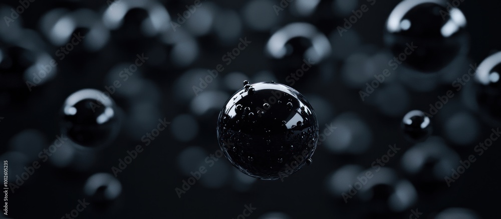 Abstract Black Spheres in a Dark Background Abstract Black Spheres in a Dark Background