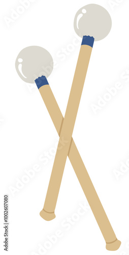 Bass Drum Mallets Illustration Isolated on White Background