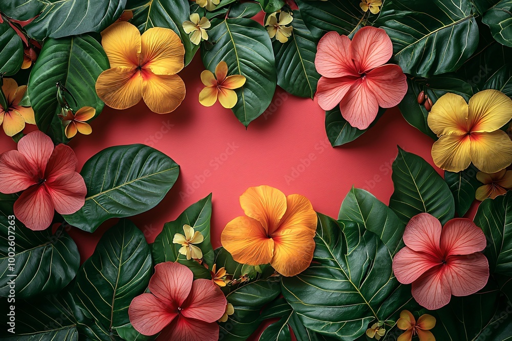 custom made wallpaper toronto digitalVibrant floral arrangement ideal for Diwali celebrations, featuring marigold and tropical flowers on a pink background, perfect for decor or festive cards.